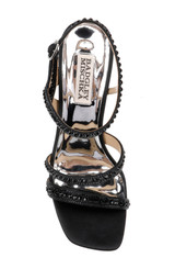 Black | Brynlee Satin Bejeweled Strappy Sandal