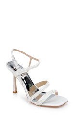 White | Brynlee Satin Bejeweled Strappy Sandal