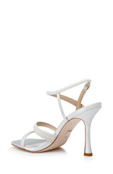 White | Brynlee Satin Bejeweled Strappy Sandal