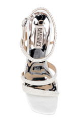 White | Brynlee Satin Bejeweled Strappy Sandal