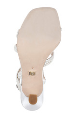 White | Brynlee Satin Bejeweled Strappy Sandal