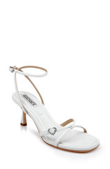 White | Brynna Leather Sandals with Heart Buckle