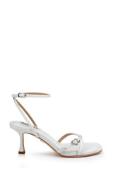 White | Brynna Leather Sandals with Heart Buckle