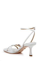 White | Brynna Leather Sandals with Heart Buckle
