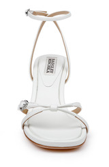 White | Brynna Leather Sandals with Heart Buckle