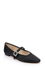 Black | Brystol Ballerina Flats with Crystal Buckle