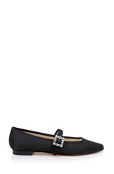 Black | Brystol Ballerina Flats with Crystal Buckle