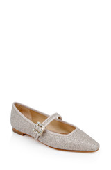 Champagne | Brystol Ballerina Flats with Crystal Buckle