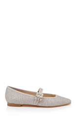 Champagne | Brystol Ballerina Flats with Crystal Buckle