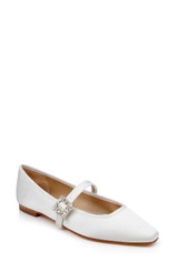 Ivory | Brystol Ballerina Flats with Crystal Buckle