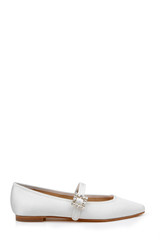Ivory | Brystol Ballerina Flats with Crystal Buckle