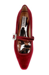 Red | Brystol Ballerina Flats with Crystal Buckle