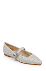 Silver | Brystol Ballerina Flats with Crystal Buckle