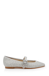 Silver | Brystol Ballerina Flats with Crystal Buckle