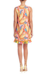 Coral Multi | Notch Neck Printed Sheath Dress Back