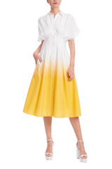 Yellow White | Dip Dye Ombre Shirt Dress Front