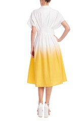 Yellow White | Dip Dye Ombre Shirt Dress Back