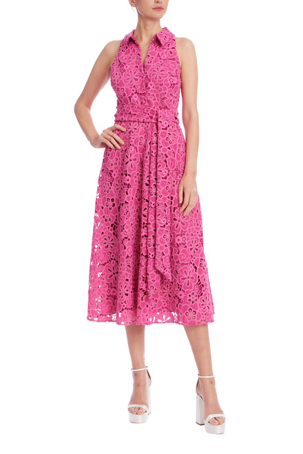 Rose | Sleeveless Embroidered Lace Halter Dress Front