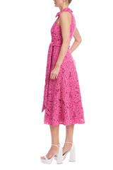 Rose | Sleeveless Embroidered Lace Halter Dress Side