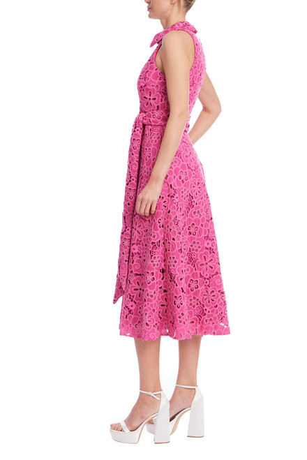 Rose | Sleeveless Embroidered Lace Halter Dress Side