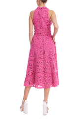 Rose | Sleeveless Embroidered Lace Halter Dress Back