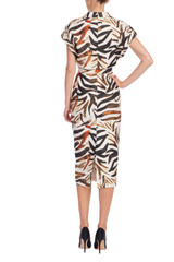 Bronze Multi | Zebra Print Midi Shirt Dress with Belt Back