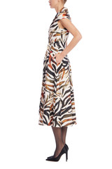 Bronze Multi | Multi-Color Zebra Print Fit & Flare Midi Dress Side
