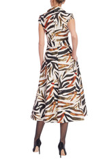 Bronze Multi | Multi-Color Zebra Print Fit & Flare Midi Dress Back