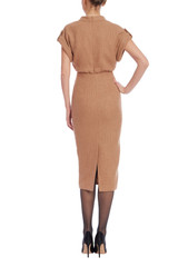 Tan | Tweed Twofer Sheath Dress Back