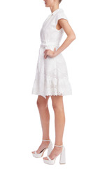 White | Ivory Eyelet Belted Shirt Dress Side