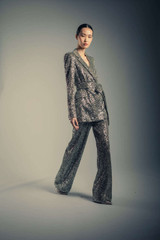 Gunmetal | Gunmetal Sequin Belted Blazer Runway