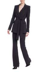 Black | Beaded Back Panel Wrap Blazer  Back