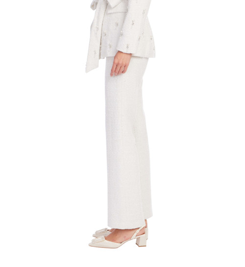 Ivory | Tweed Bootcut Pant Side