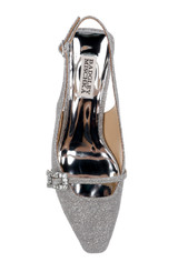 Silver Antique | Buena Slingback Block Heels with Crystal Buckle Top