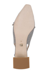 Silver Antique | Buena Slingback Block Heels with Crystal Buckle Sole