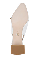 White | Buena Slingback Block Heels with Crystal Buckle Sole