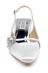 White | Buena Slingback Block Heels with Crystal Buckle Front