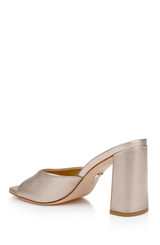 Champagne Leather | Cadence Leather Block Heel Slide Back Side