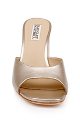 Champagne Leather | Cadence Leather Block Heel Slide Front