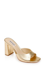 Gold | Cadence Leather Block Heel Slide