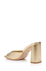 Gold | Cadence Leather Block Heel Slide