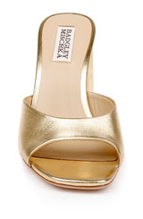 Gold | Cadence Leather Block Heel Slide