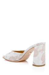 Pink Jacquard | Cadence Leather Block Heel Slide Back Side