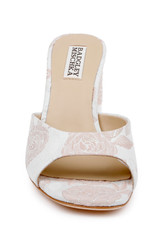 Pink Jacquard | Cadence Leather Block Heel Slide Front