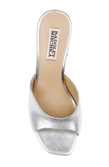 Silver | Cadence Leather Block Heel Slide
