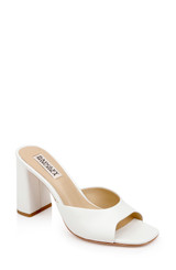 Soft White | Cadence Leather Block Heel Slide