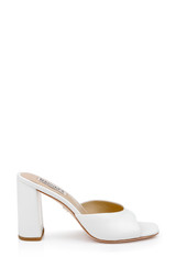 Soft White | Cadence Leather Block Heel Slide