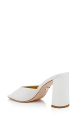 Soft White | Cadence Leather Block Heel Slide