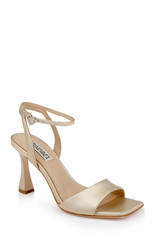 Gold Iridescent | Cady Leather Sandals with Heart-Shaped Buckle Front Side