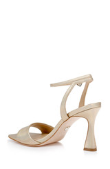 Gold Iridescent | Cady Leather Sandals with Heart-Shaped Buckle Back Side